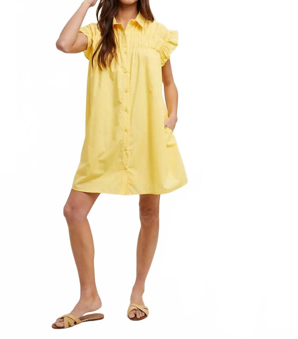 NEW MOLLY BRACKEN dolly daisy button up dress in yellow